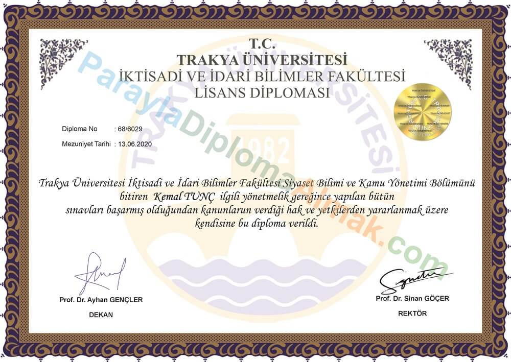 göstermelik diploma