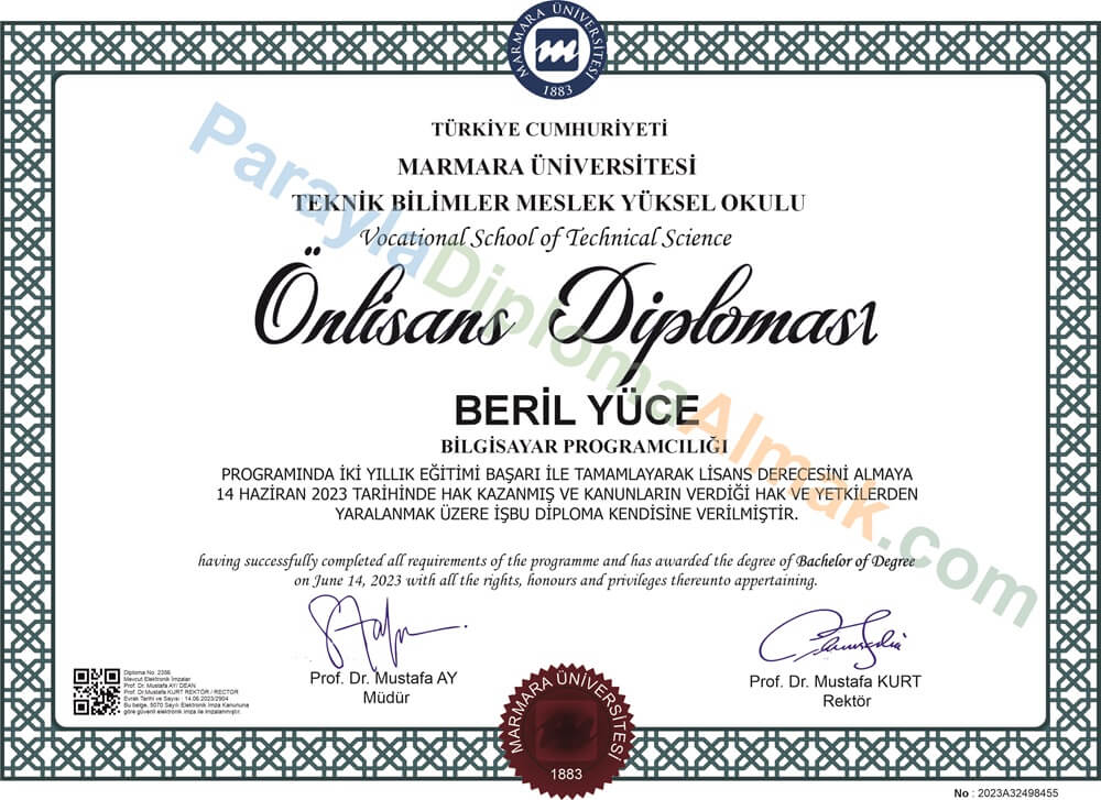 parayla ön lisans diploması